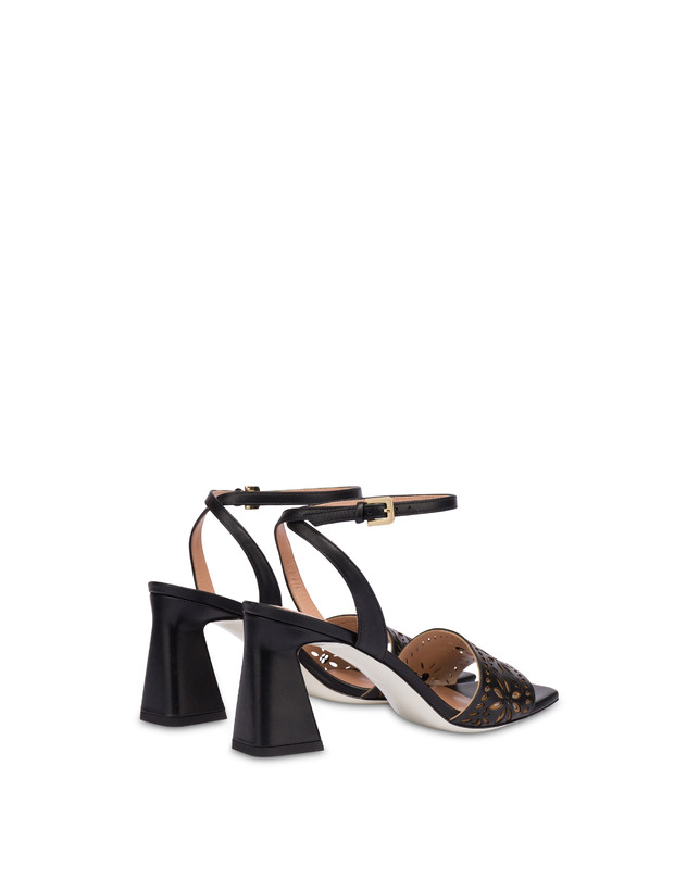 Pollini Sandali In Vitello Con Intagli Desert Rose Nero Presa