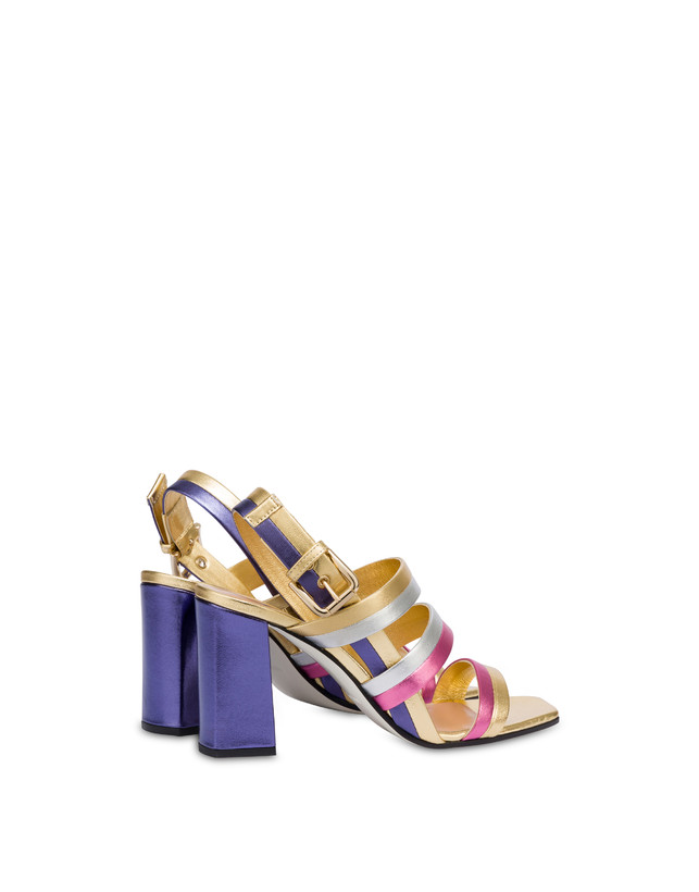 Pollini Sandali In Nappa Laminata Rainbow Oro/peonia/argento/iris Sconto