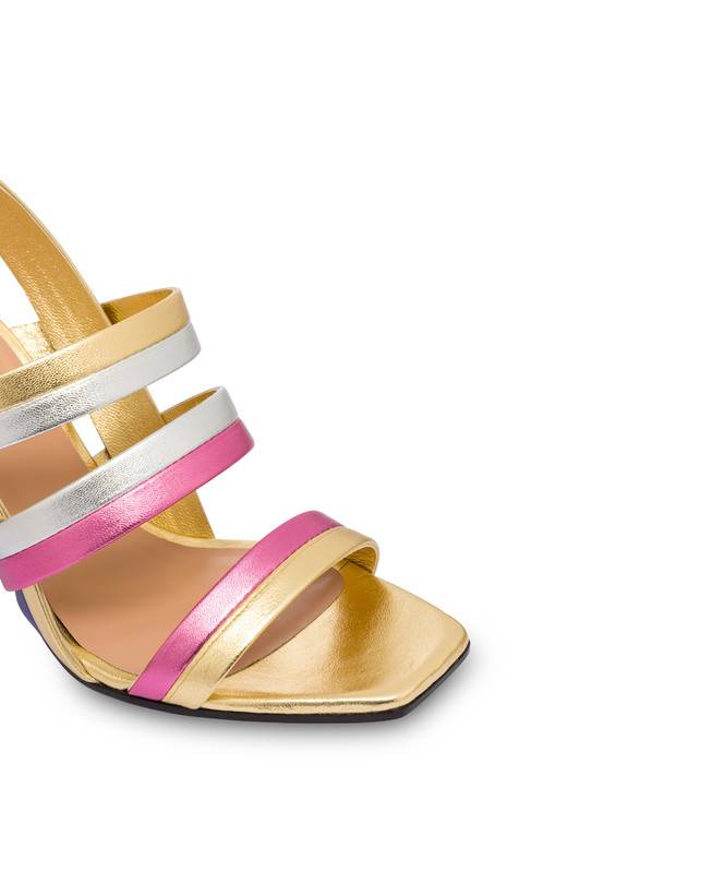 Pollini Sandali In Nappa Laminata Rainbow Oro/peonia/argento/iris Sconto