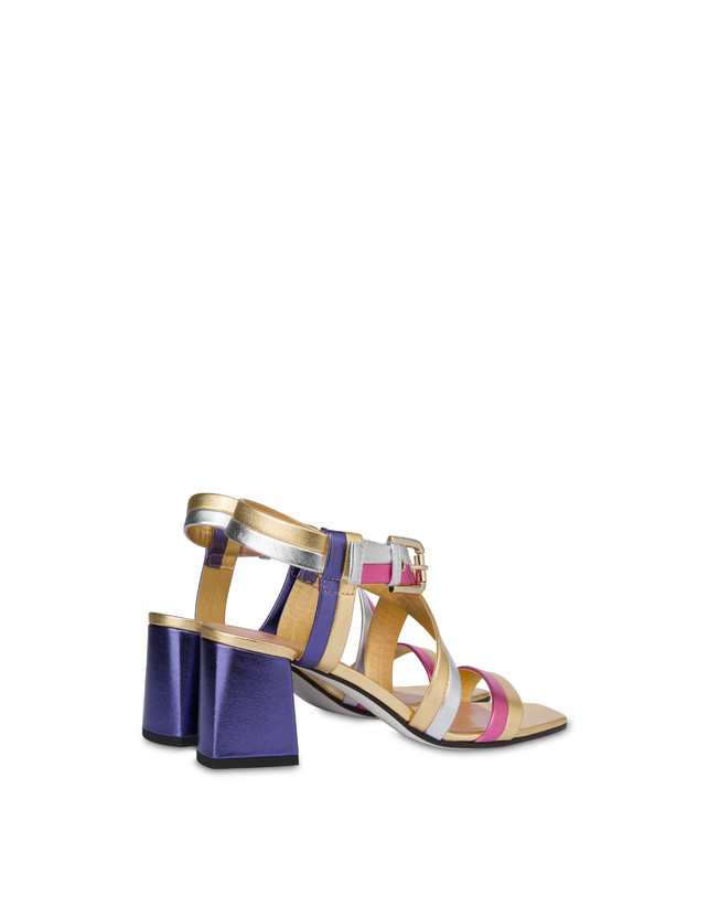 Pollini Sandali In Nappa Laminata Rainbow Oro/peonia/argento/iris Offerta