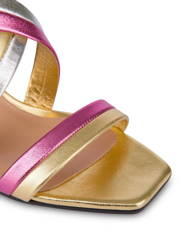 Pollini Sandali In Nappa Laminata Rainbow Oro/peonia/argento/iris Offerta