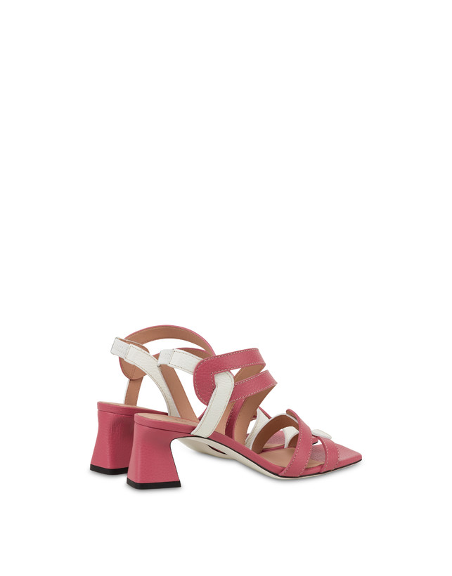 Pollini Sandali In Vitello Bicolore Interlock Peonia/bianco Outlet