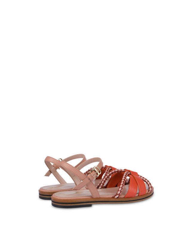 Pollini Sandali Flat In Vitello Bicolor Interlude Cannella/nude Vendita Calda