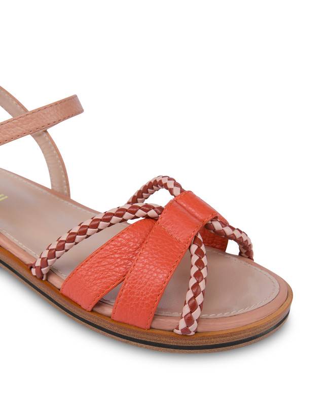 Pollini Sandali Flat In Vitello Bicolor Interlude Cannella/nude Vendita Calda