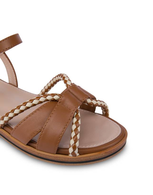 Pollini Sandali Flat In Vitello Interlude Toffee Vendita Economica