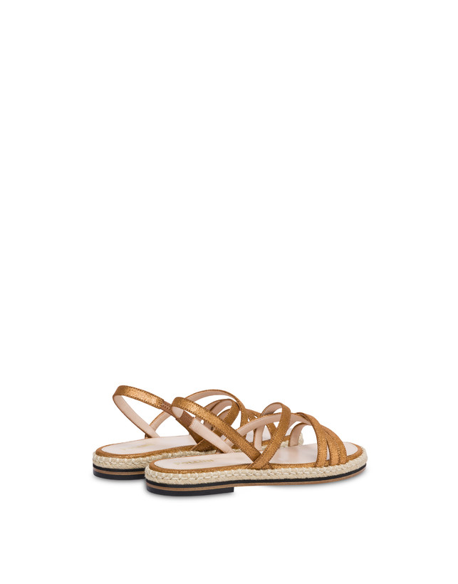 Pollini Sandali Flat In Crosta Laminata Playa Oro I Più Venduti