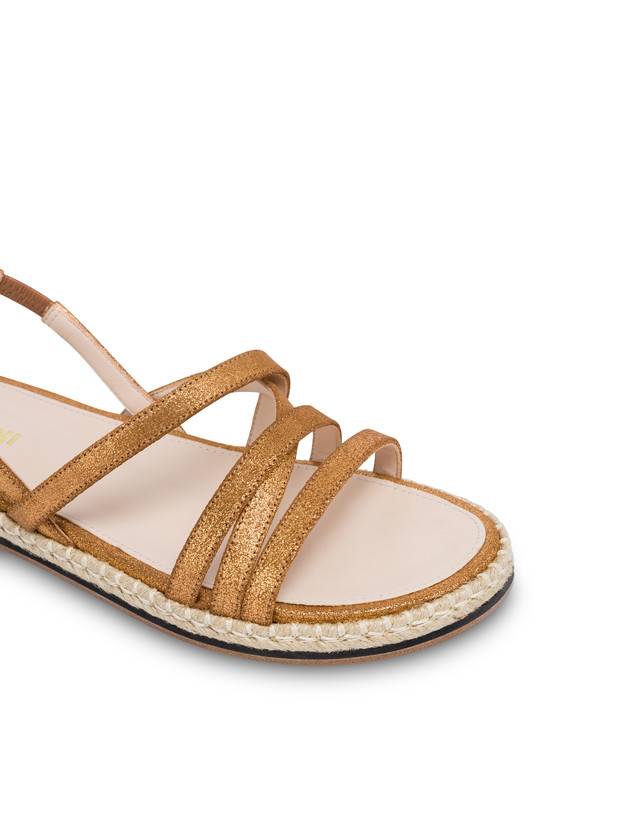 Pollini Sandali Flat In Crosta Laminata Playa Oro I Più Venduti