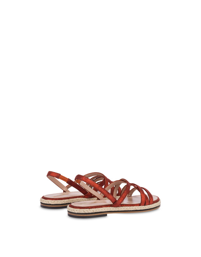 Pollini Sandali Flat In Crosta Laminata Playa Cannella Vendite Flash