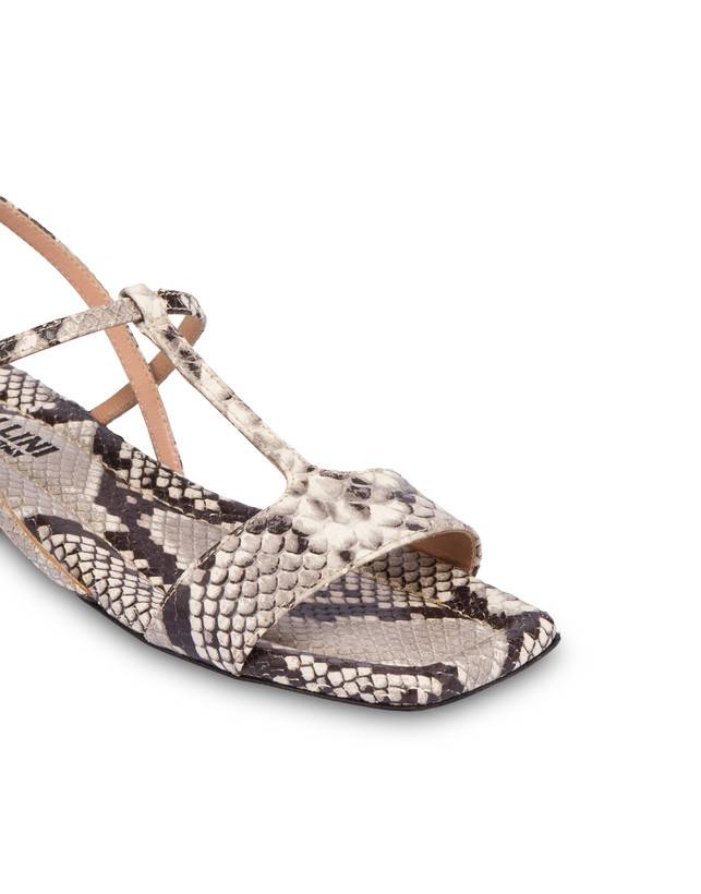 Pollini Sandali Flat In Vitello Stampa Pitone Between The Lines Roccia Negozio
