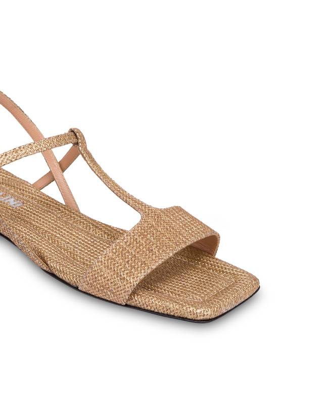 Pollini Sandali Flat In Vitello Stampa Pitone Between The Lines Wood-oro In Saldo
