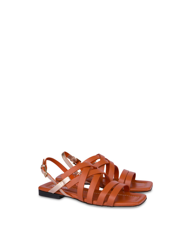 Pollini Sandali Flat Incontri Wood/rame Nuova