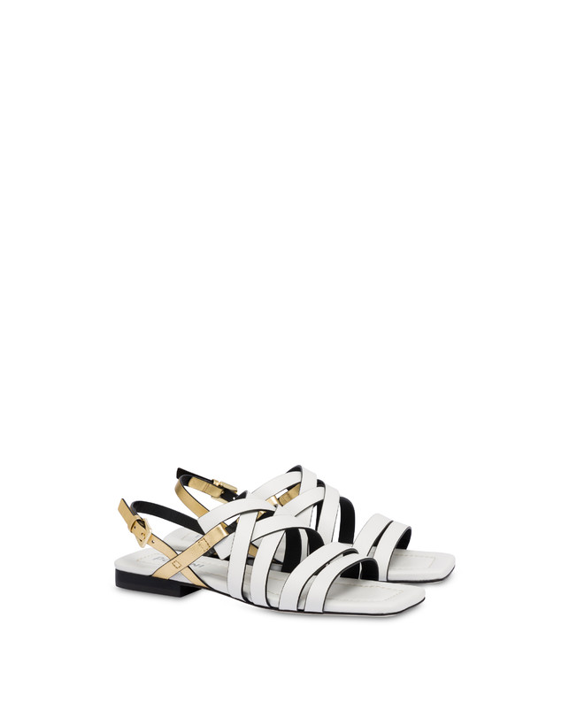 Pollini Sandali Flat Incontri Bianco/oro Moda