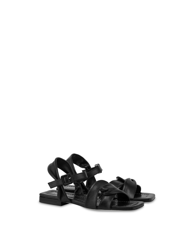Pollini Sandali Flat In Nappa Oasis Nero Nuovo