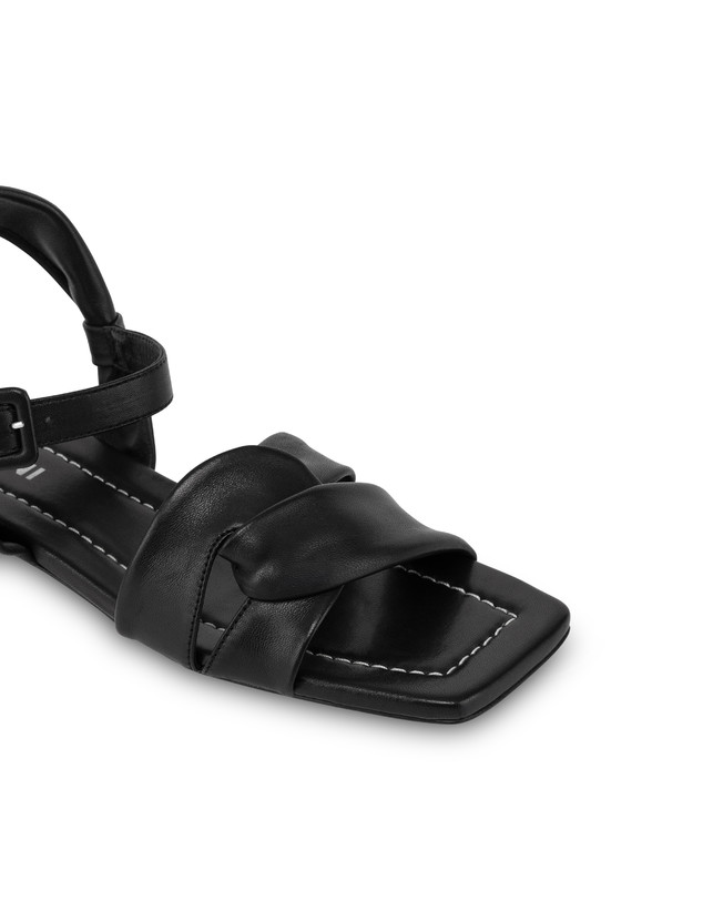 Pollini Sandali Flat In Nappa Oasis Nero Nuovo