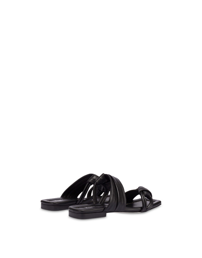 Pollini Sandali Flat In Nappa Lady Tie Nero Vendita