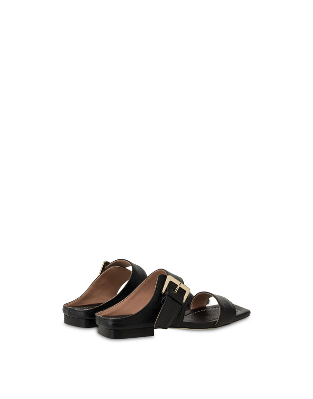 Pollini Sandali Flat In Vitello Bottalato Ethos Nero Promozione