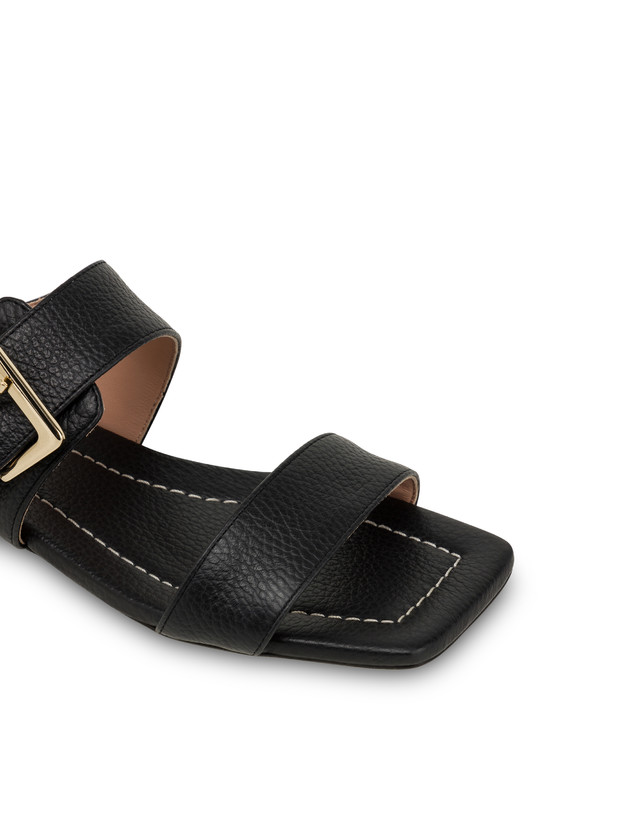 Pollini Sandali Flat In Vitello Bottalato Ethos Nero Promozione
