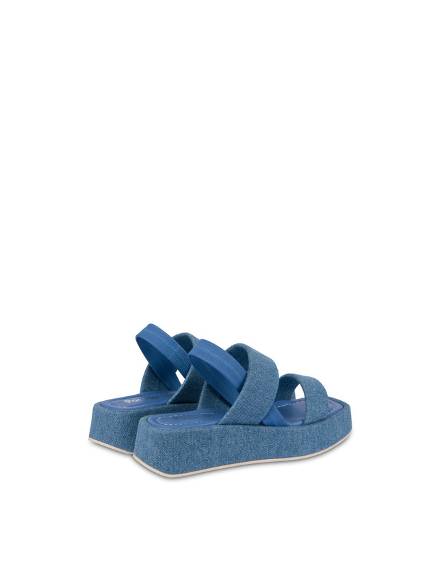 Pollini Sandali Flatform In Tessuto Denim Denim Pezzi Unici