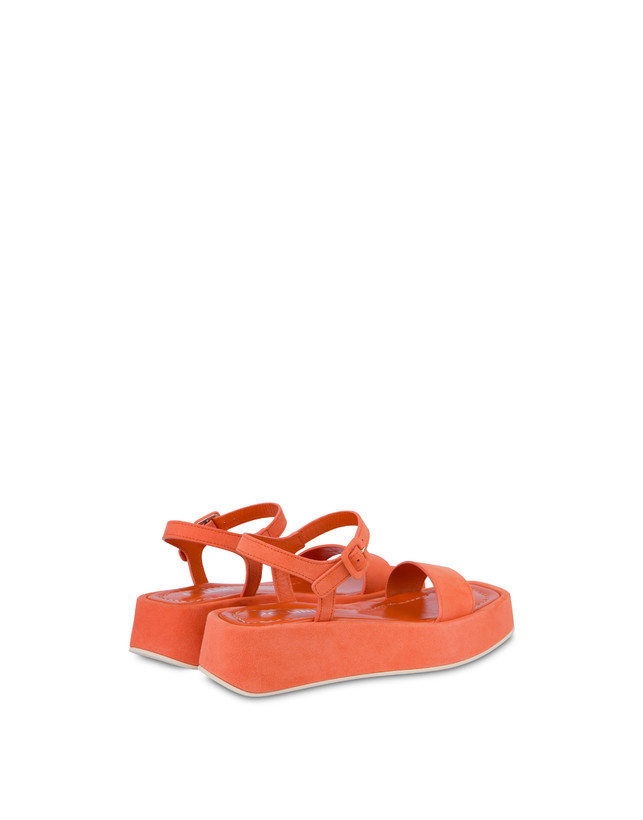 Pollini Sandali Flatform In Camoscio Seventy Coral Qualità Garantita