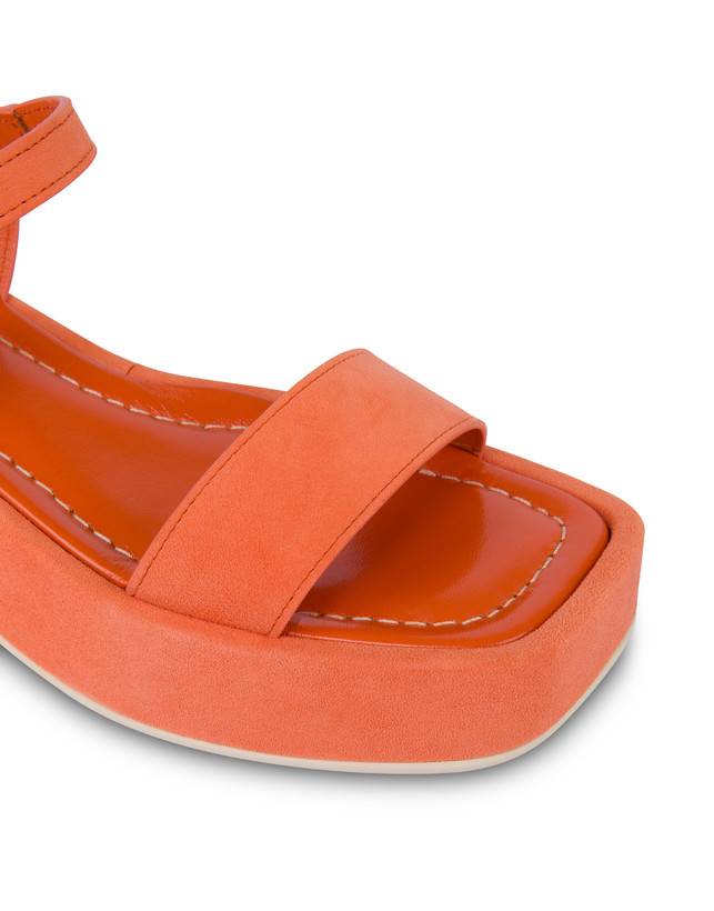 Pollini Sandali Flatform In Camoscio Seventy Coral Qualità Garantita