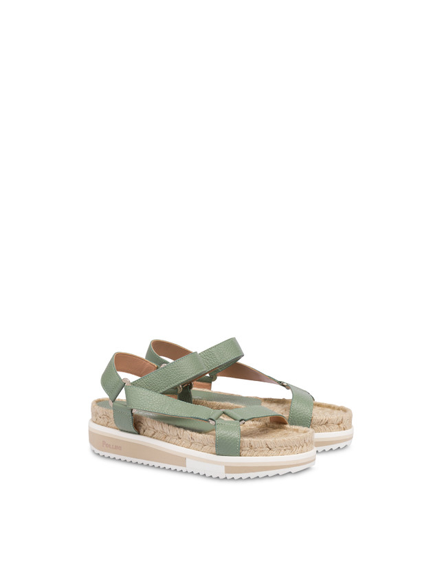 Pollini Sandali Fussbett In Vitello Flower Garden Sage Negozi Online