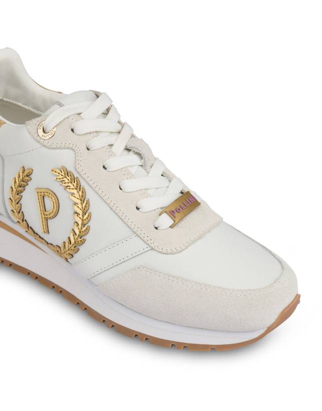 Pollini Sneakers Con Dettagli Laminati Speedy Bianco/ghiaccio/bianco/oro Sconto