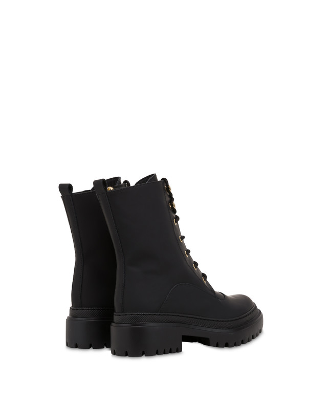 Pollini Combat Boot In Vitello Gommato Winter Step Nero In Vendita