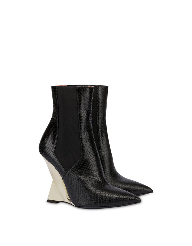 Pollini Beatles In Capra Stampa Pitone Extravagance Nero/platino Negozio