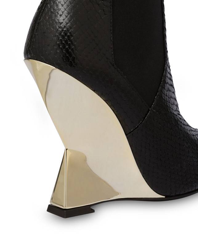 Pollini Beatles In Capra Stampa Pitone Extravagance Nero/platino Negozio