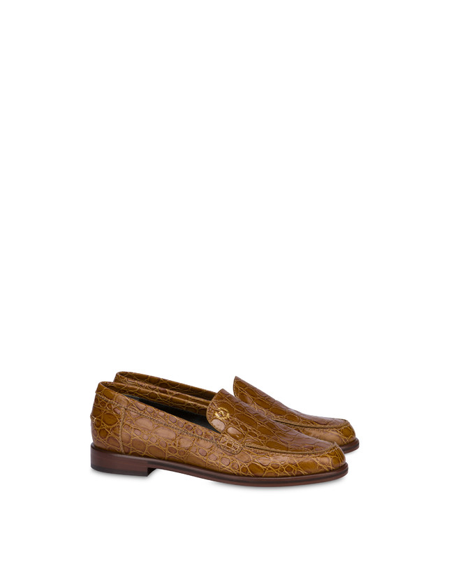 Pollini Mocassini In Vitello Stampa Cocco Oxford Nuovo