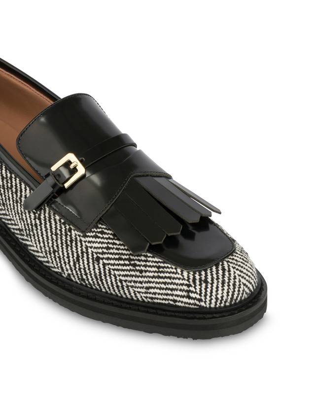 Pollini Mocassini In Tessuto Spigato Camber Sand Bianco-nero/nero Qualità