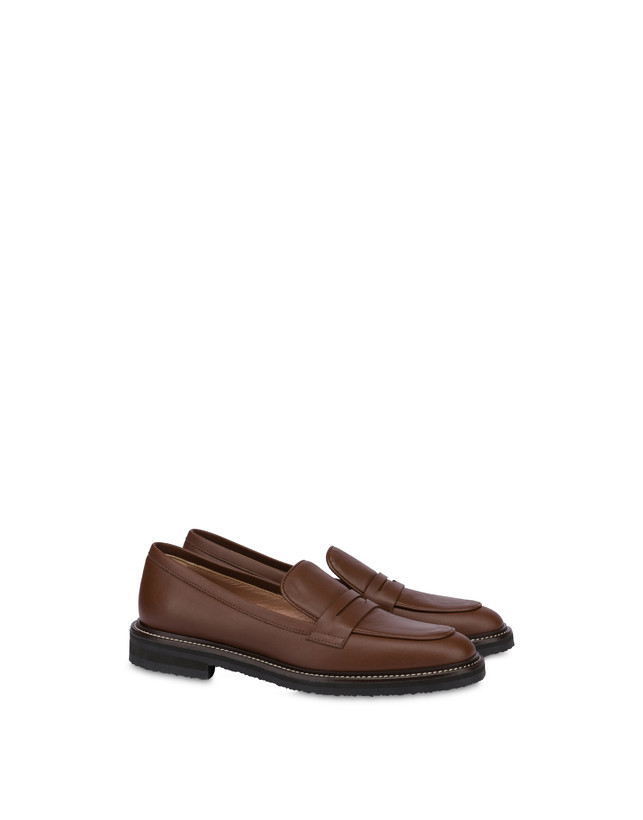 Pollini Mocassini In Vitello Artisan Touch Legno/legno Spedizione Gratuita