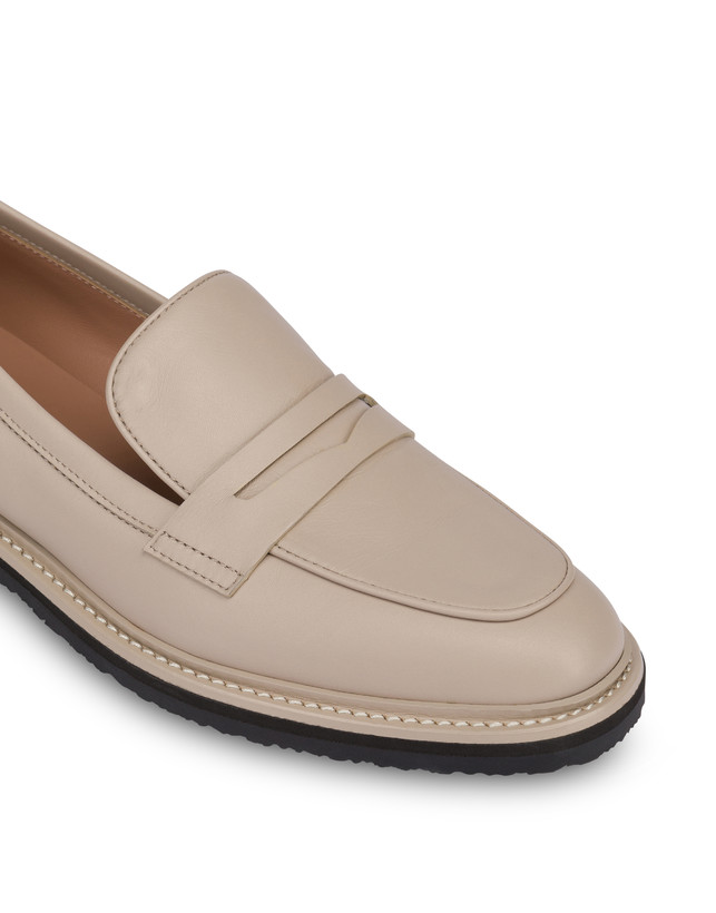 Pollini Mocassini In Vitello Artisan Touch Sabbia/sabbia Pezzi Unici