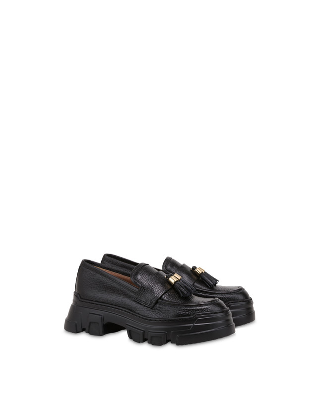 Pollini Mocassini In Vitello Stampa Alce Lady Brave Nero Soddisfazione Garantita