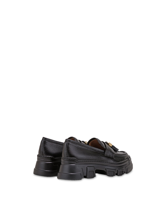 Pollini Mocassini In Vitello Stampa Alce Lady Brave Nero Soddisfazione Garantita