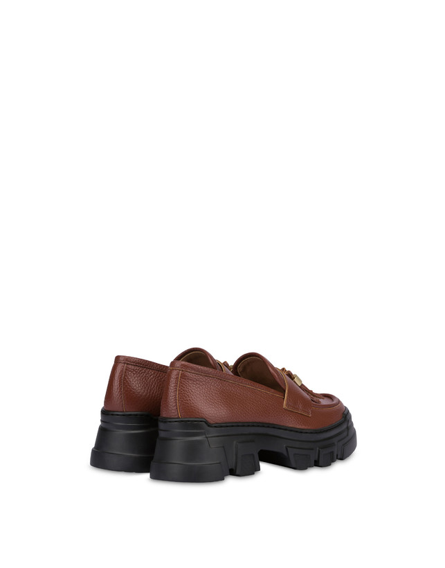 Pollini Mocassini In Vitello Stampa Alce Lady Brave Legno Vendita Calda