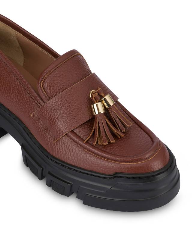 Pollini Mocassini In Vitello Stampa Alce Lady Brave Legno Vendita Calda