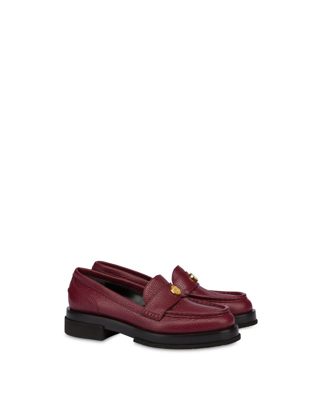 Pollini Mocassini Penny In Vitello Stampa Alce Code Bordeaux Fino Al -60%