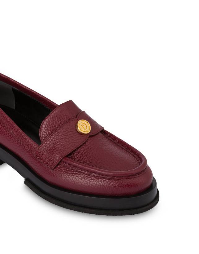 Pollini Mocassini Penny In Vitello Stampa Alce Code Bordeaux Fino Al -60%