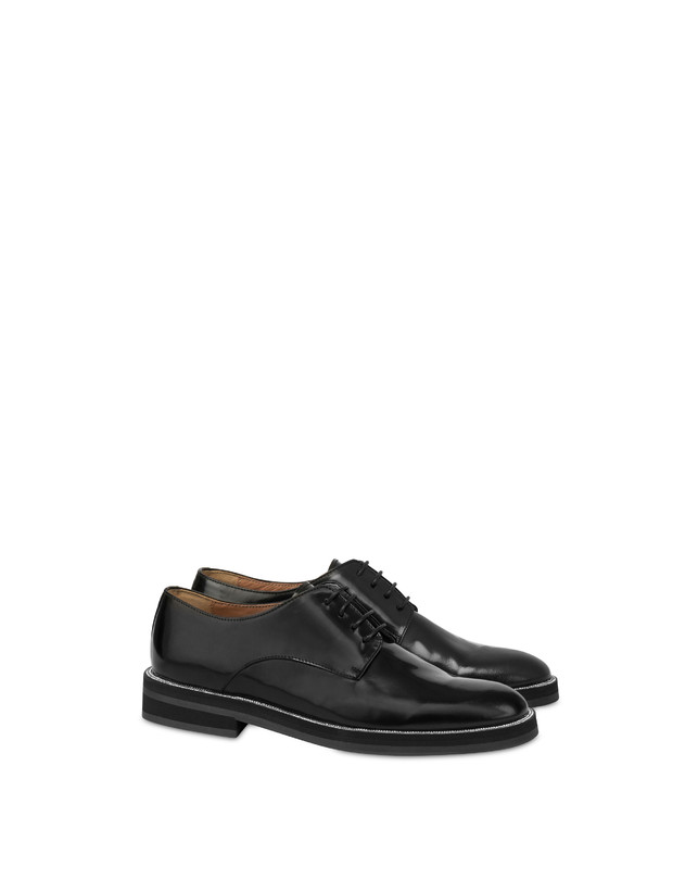 Pollini Derby In Vitello Abrasivato Mannish Bling Bling Nero/strass Sottocosto