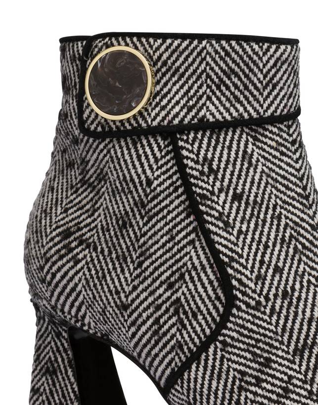 Pollini Stivaletti In Tessuto Spigato Dama Bianco-nero/nero Online