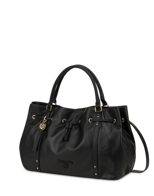 Pollini Borsa Doppio Manico In Nappa Serena Nero/nero 2025