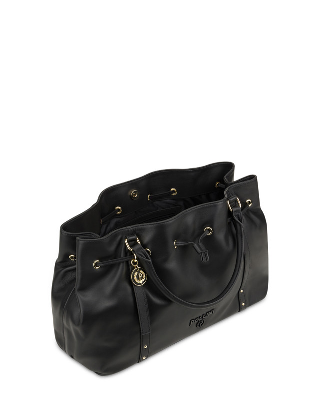 Pollini Borsa Doppio Manico In Nappa Serena Nero/nero 2025