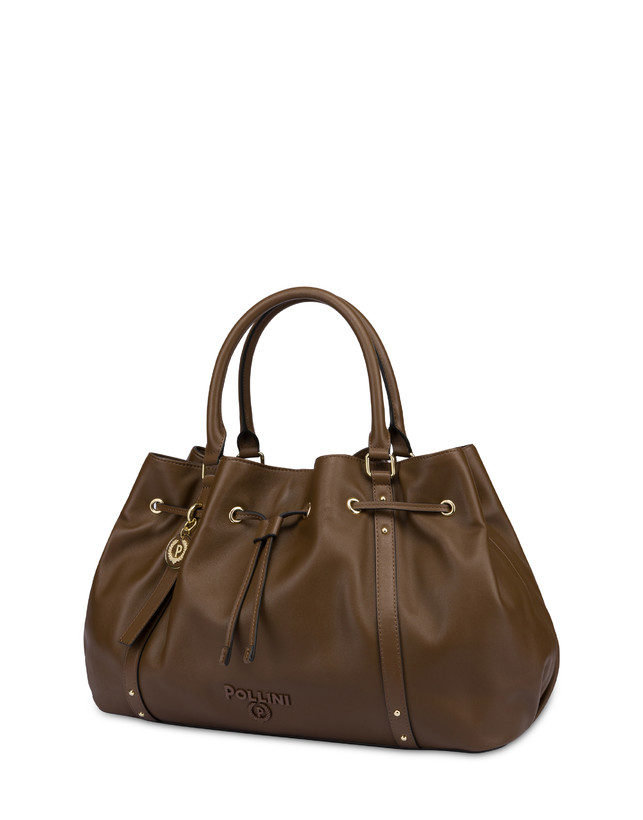 Pollini Borsa Doppio Manico In Nappa Serena Marrone/marrone In Linea