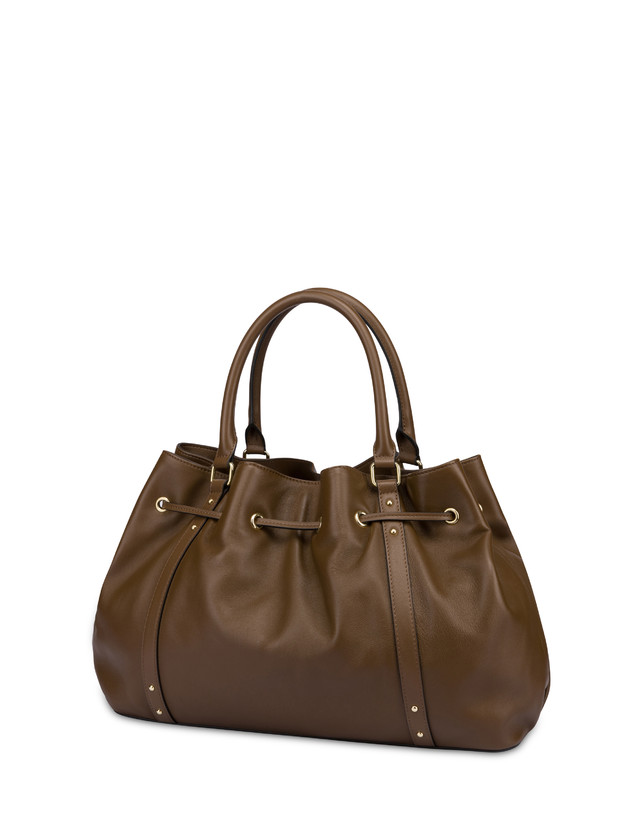Pollini Borsa Doppio Manico In Nappa Serena Marrone/marrone In Linea