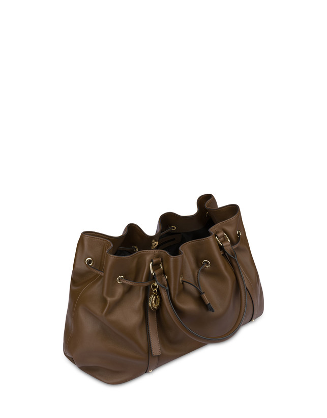 Pollini Borsa Doppio Manico In Nappa Serena Marrone/marrone In Linea