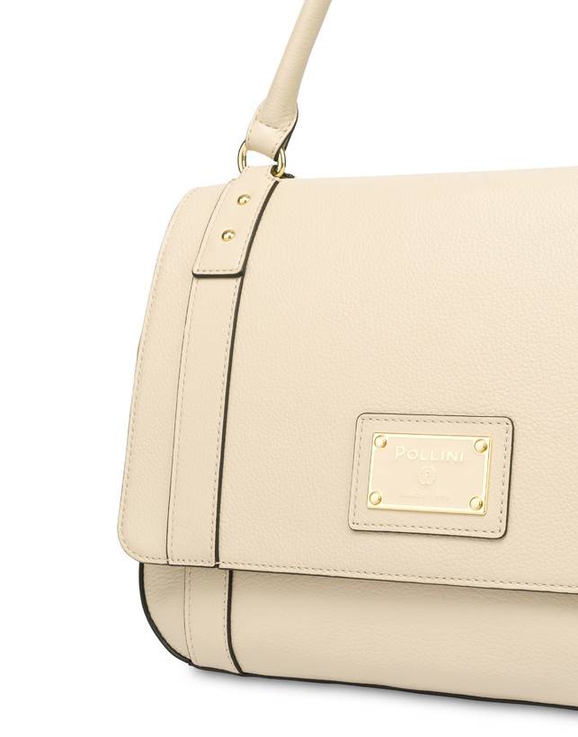 Pollini Borsa Top Handle In Vitello Serena Avorio Convenienza