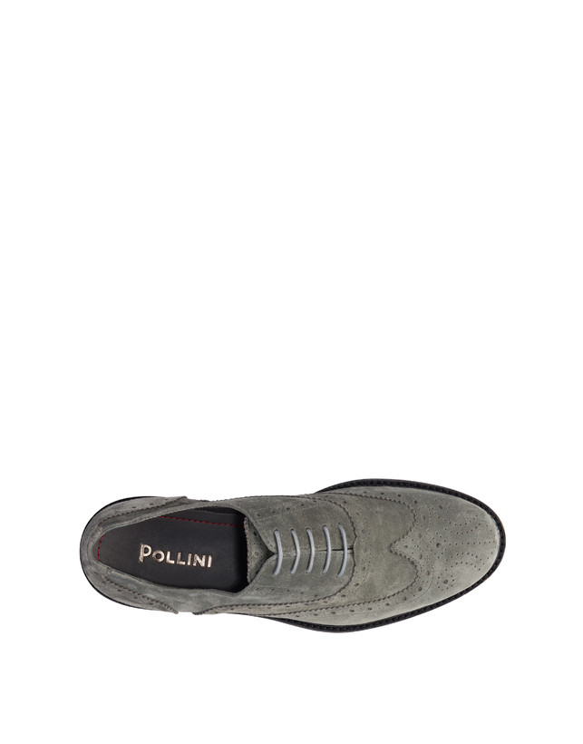 Pollini Derby In Crosta Con Broguering Corinto Grafite Saldi Di Fabbrica