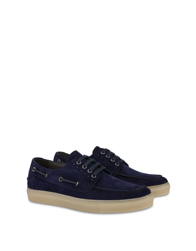Pollini Scarpa Da Barca In Crosta Holiday Blu Vendita