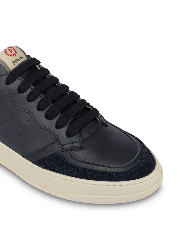 Pollini Sneakers In Vitello E Crosta Bourton Blu/blu/blu Spedizione Gratuita